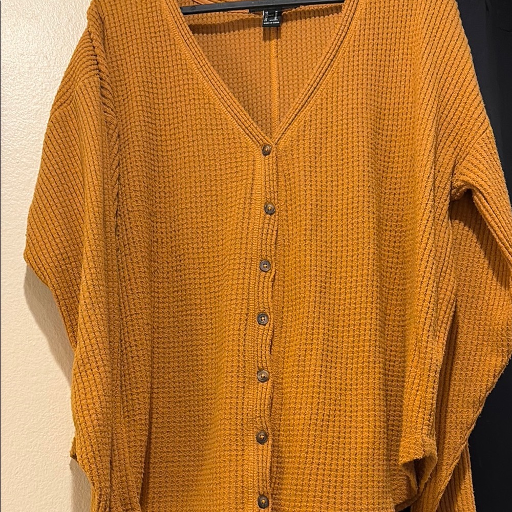 Orange Button-Up Cardigan